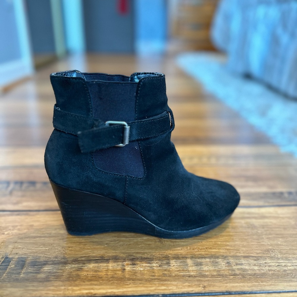 Ralph Lauren black wedge ankle boot